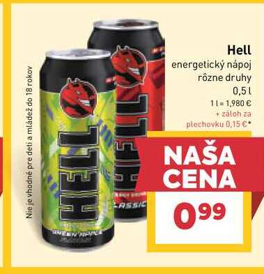 Hell energetický nápoj rôzne druhy 0,5l