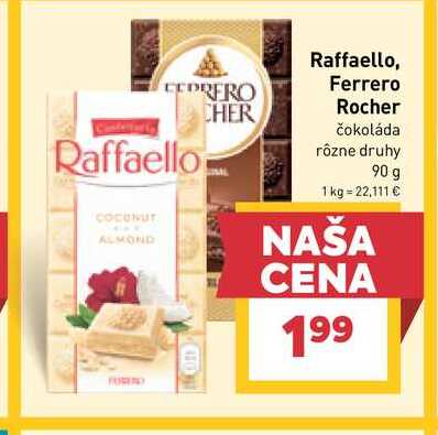 Ferrero Rocher čokoláda rôzne druhy 90 g 