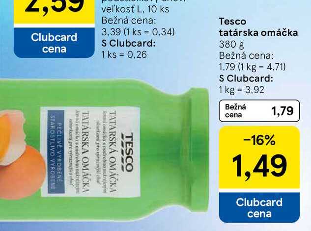 Tesco tatárska omáčka 380 g 