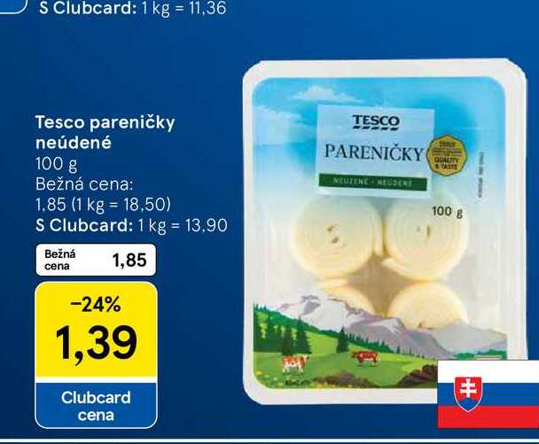 Tesco pareničky neúdené 100 g 