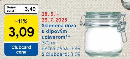 Sklenená dóza s klipovým uzáverom 370 ml 