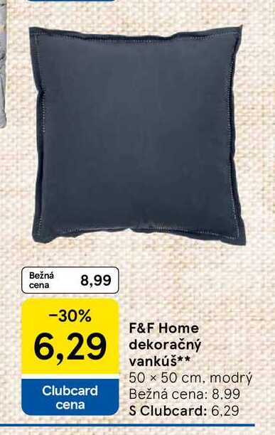 F&F Home dekoračný vankúš 50 x 50 cm, modrý