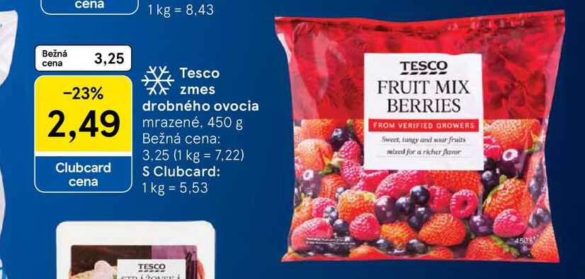 Tesco zmes drobného ovocia mrazené, 450 g 