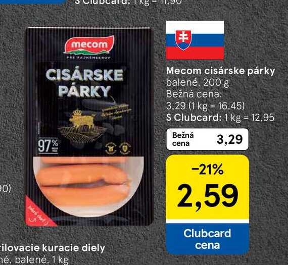 Mecom cisárske párky balené 200 g