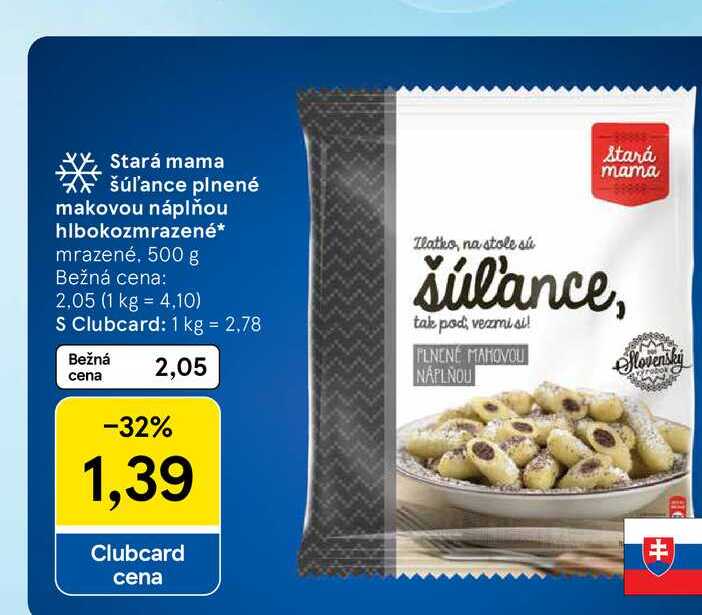 Stará mama šúľance plnené makovou náplňou hlbokozmrazené mrazené, 500 g 