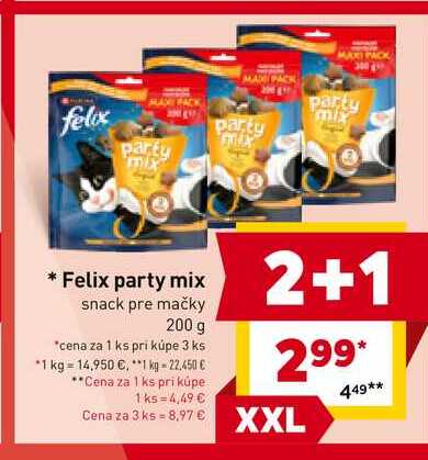 Felix party mix snack pre mačky 200 g 