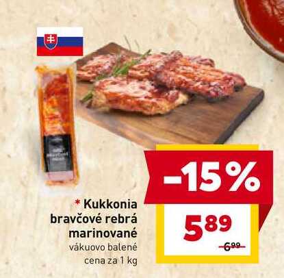Kukkonia bravčové rebrá marinované vákuovo balené cena za 1 kg 