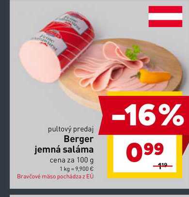 Berger jemná saláma cena za 100 g 