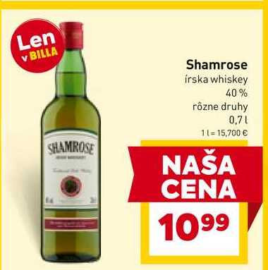 Shamrose irska whiskey 40% rôzne druhy 0,7l
