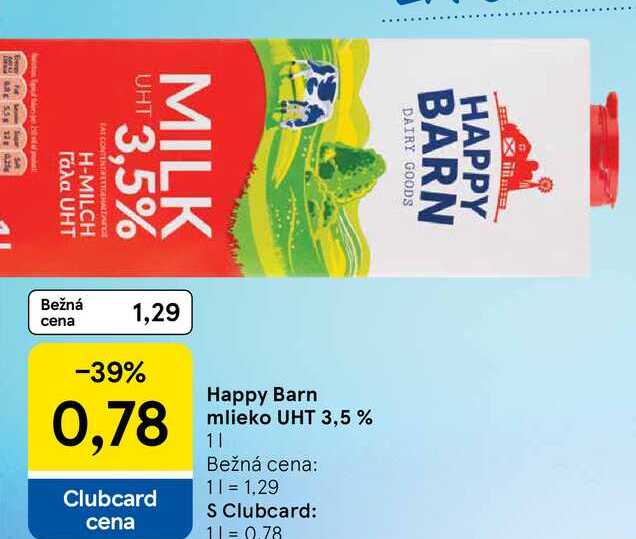 Happy Barn mlieko UHT 3,5 % 1l