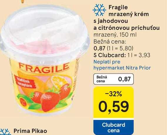 Fragile mrazený krém s jahodovou a citrónovou príchuťou mrazený, 150 ml 