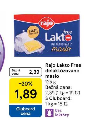 Rajo Lakto Free delaktózované maslo 125 g 