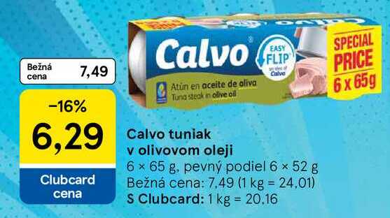 Calvo tuniak v olivovom oleji 6 x 65g