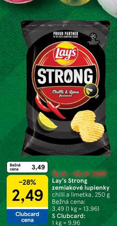 Lay's Strong zemiakové lupienky chilli a limetka, 250 g