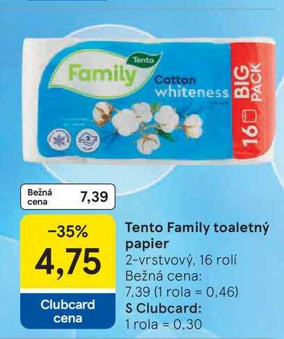 Tento Family toaletný papier 2-vrstvový, 16 rolí 