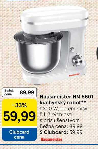 Hausmeister HM 5601 kuchynský robot 1200 W, objem misy 5l, 7 rýchlostí, s príslušenstvom 