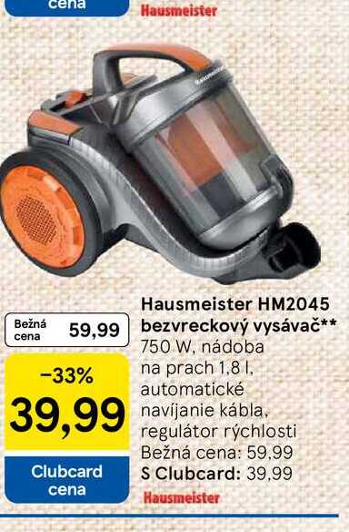 Hausmeister HM2045 bezvreckový vysávač