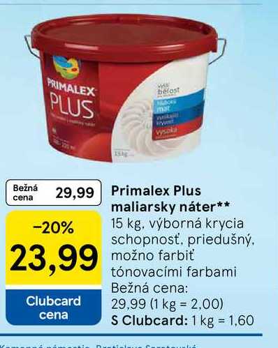 Primalex Plus maliarsky náter 15 kg