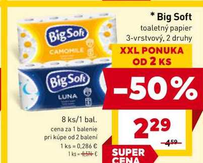 Big Soft, toaletný papier 3-vrstvový 8ks