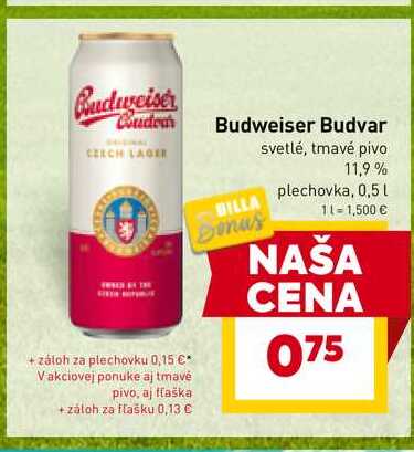 Budweiser Budvar svetlé, tmavé pivo 11,9% plechovka, 0,5L 