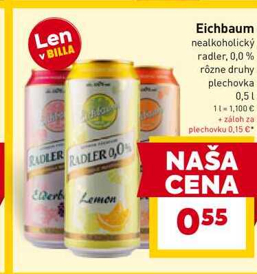 Eichbaum nealkoholický radler, 0,0% rôzne druhy plechovka 0,5l