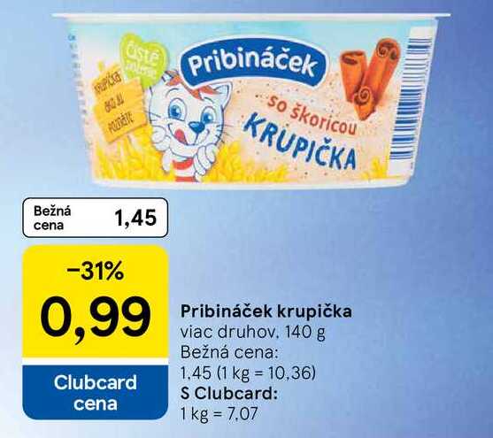 Pribináček krupička viac druhov 140 g