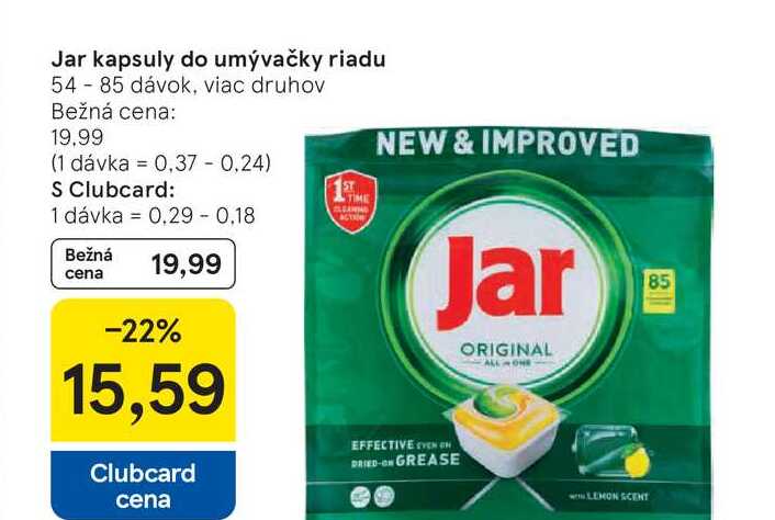 Jar kapsuly do umývačky riadu 54 dávok, viac druhov