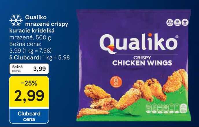 Qualiko mrazené crispy kuracie krídelká mrazené, 500 g 