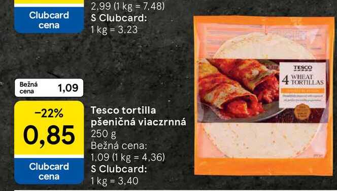 Tesco tortilla pšeničná viaczrnná 250g 
