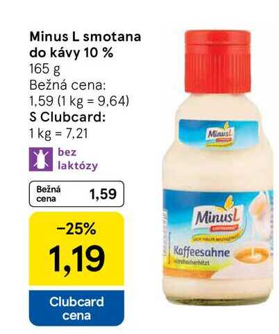 Minus L smotana do kávy 10% 165 g 