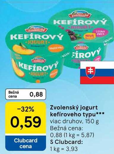 Zvolenský jogurt kefíroveho typu viac druhov, 150 g
