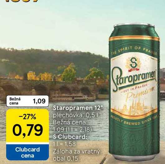 Staropramen 12° plechovka, 0.5l