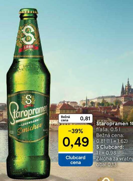 Staropramen 10° fľaša, 0.5L