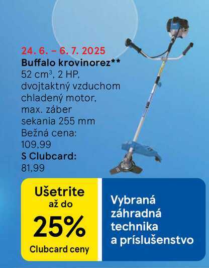 Buffalo krovinorez 52 cm³, 2 HP, dvojtaktný vzduchom chladený motor