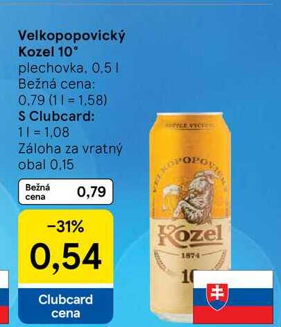 Velkopopovický Kozel 10° plechovka, 0,5l