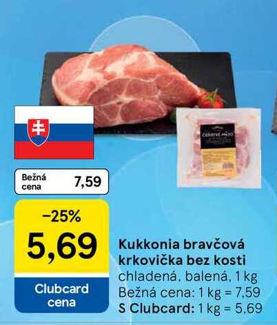 Kukkonia bravčová krkovička bez kosti chladená, balená, 1 kg
