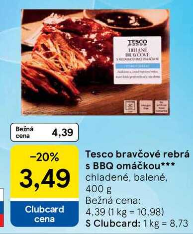 Tesco bravčové rebrá s BBQ omáčkou 400g