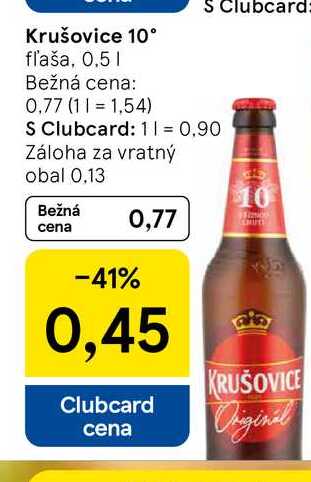 Krušovice 10° fľaša, 0,5l