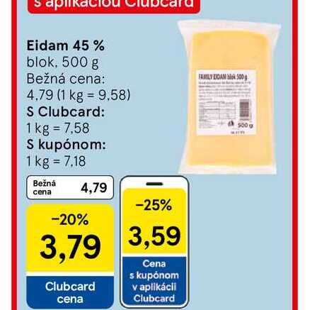 Eidam 45 % blok, 500 g