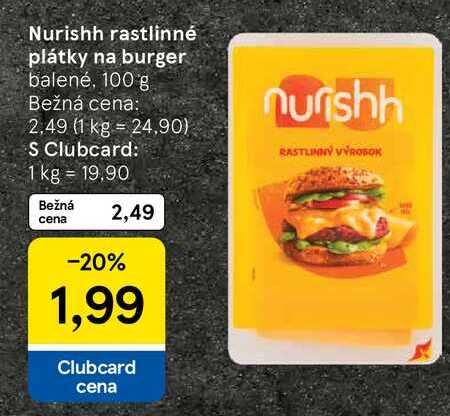 Nurishh rastlinné plátky na burger balené, 100 g 