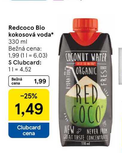 Redcoco Bio kokosová voda 330 ml 