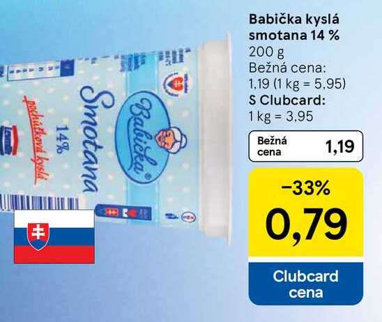 Babička kyslá smotana 14 %, 200 g