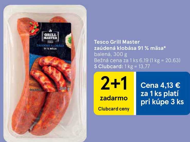 Tesco Grill Master zaúdená klobása 91% mäsa 300 g