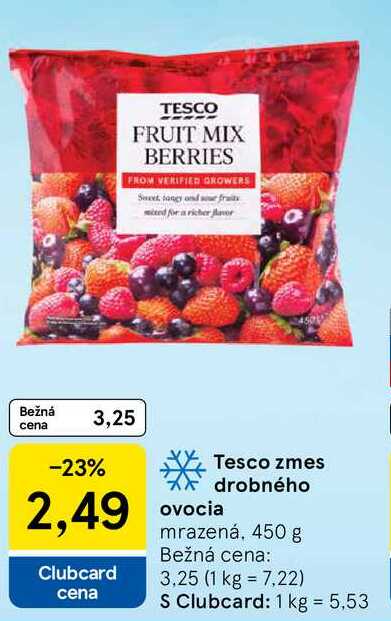 Tesco zmes drobného ovocia, 450 g