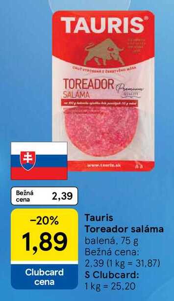 Tauris Toreador saláma, 75 g 