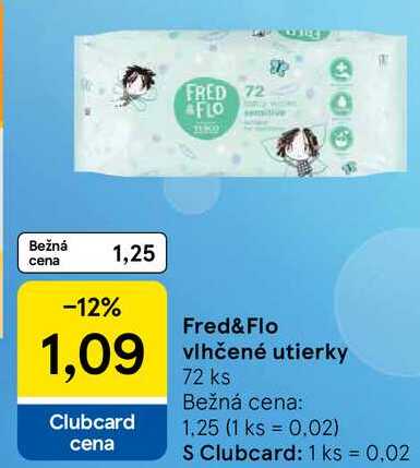 Fred&Flo vlhčené utierky, 72 ks 