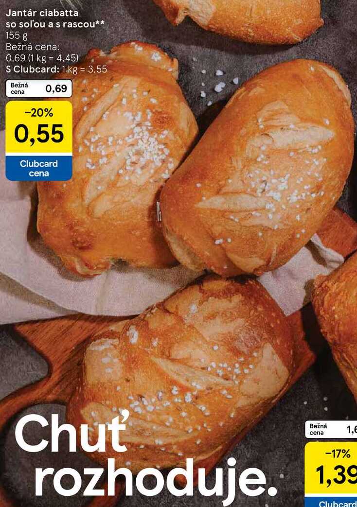 Jantár ciabatta so soľou a s rascou, 155 g