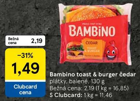 Bambino toast & burger čedar, 130 g