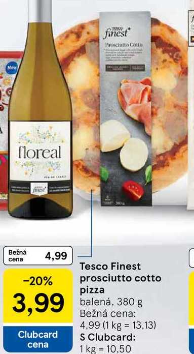 Tesco Finest prosciutto cotto pizza, 380 g