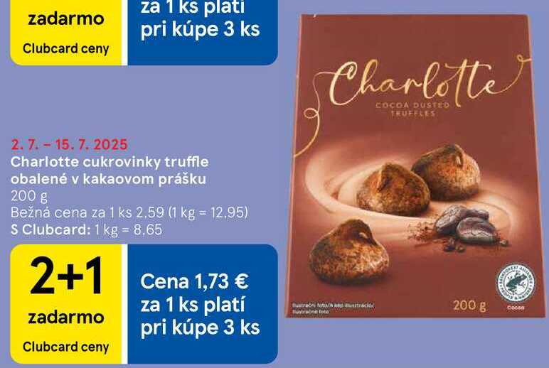 Charlotte cukrovinky truffle obalené v kakaovom prášku, 200 g